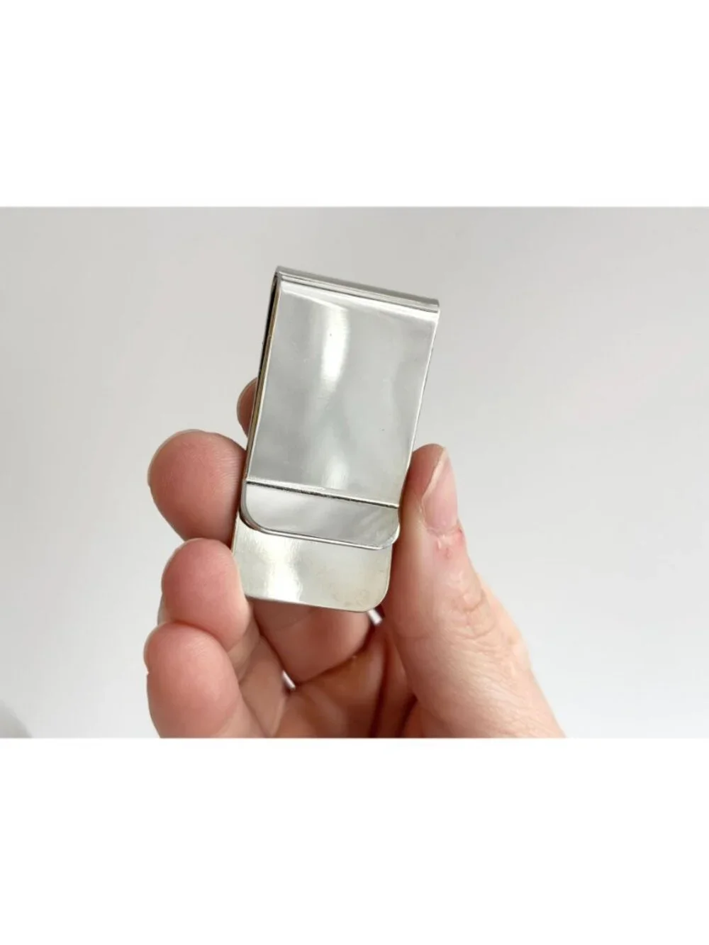 Natural Stone Inlaid Southwest Vintage Stainless Steel Money Clip
